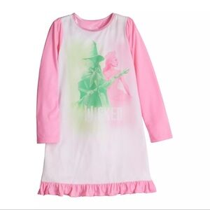 GIRLS DORM WICKED GLINDA ELPHABA GIRLS NIGHTGOWN PINK GREEN SIZE 6 NWT